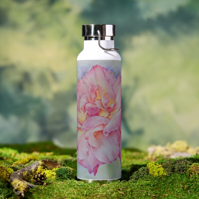 Botella De Agua Rosa Rosa  (Exterior)