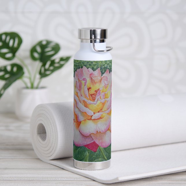 Botella De Agua Rosa Rosa en Primavera (Yoga)