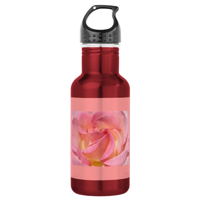 Botella De Agua Rosa Rosa Flor Personalizada (Anverso)