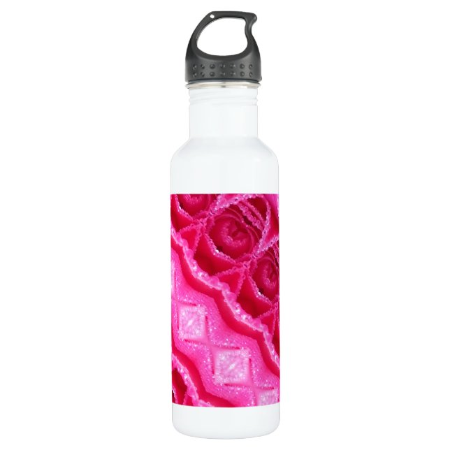 Botella De Agua Rosa rosa Ikat 3 (Anverso)