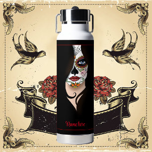 Botella De Agua Rosa Sugar Skull Retrato