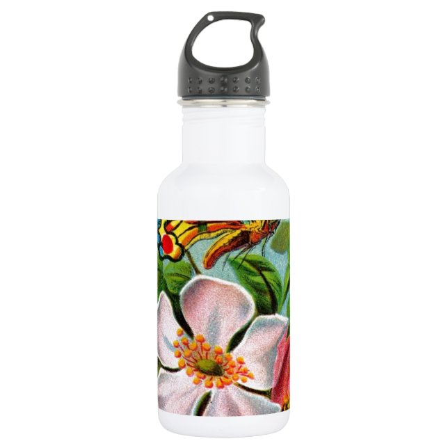 Botella De Agua Rosa y Mariposa (Anverso)