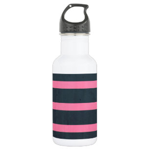 Botella De Agua rosa y rayas de la marina de guerra