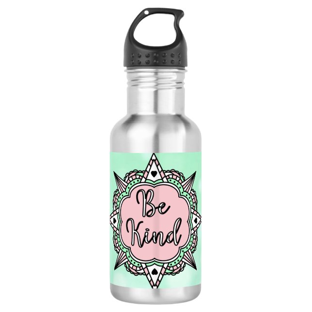 Botella De Agua Rosa y verde de menta (Anverso)
