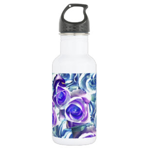 Botella De Agua Rosas Azules Y Púrpura
