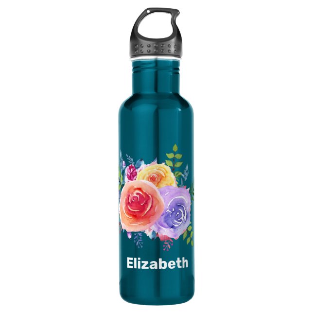 Botella De Agua Rosas de acuarela Floral Bouquet (Anverso)