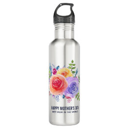 Botella De Agua Rosas de acuarela Floral Bouquet Día de la Madre