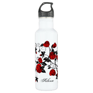 Botella De Agua Rosas de tatuajes elegantes
