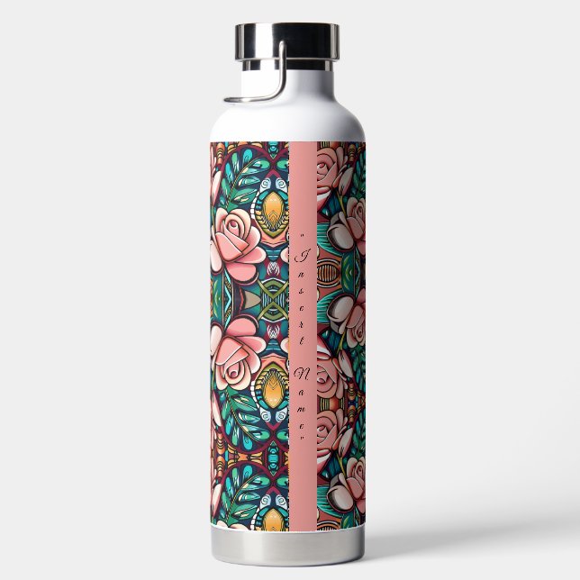 Botella De Agua Rosas dobles: Un Espectacular Arreglo Floral (Derecha)