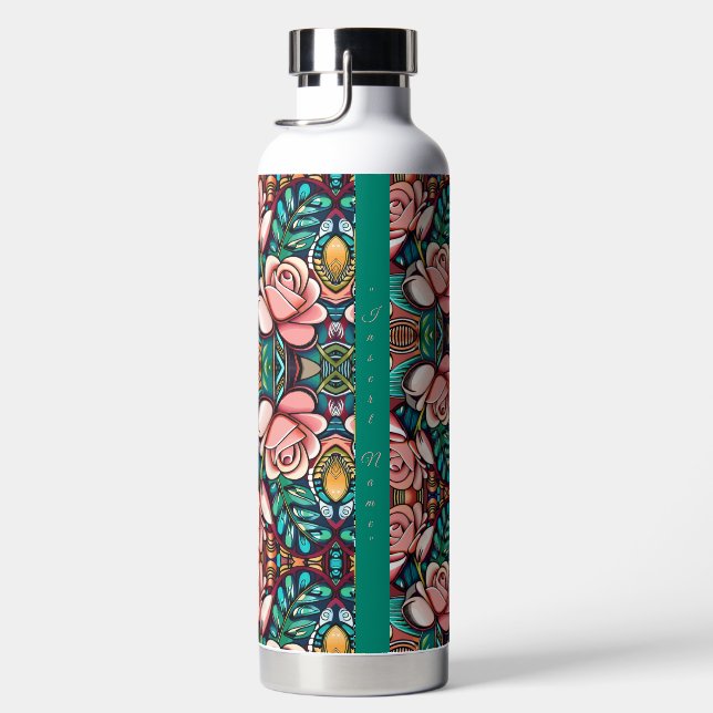 Botella De Agua Rosas dobles: Un Espectacular Arreglo Floral (Derecha)