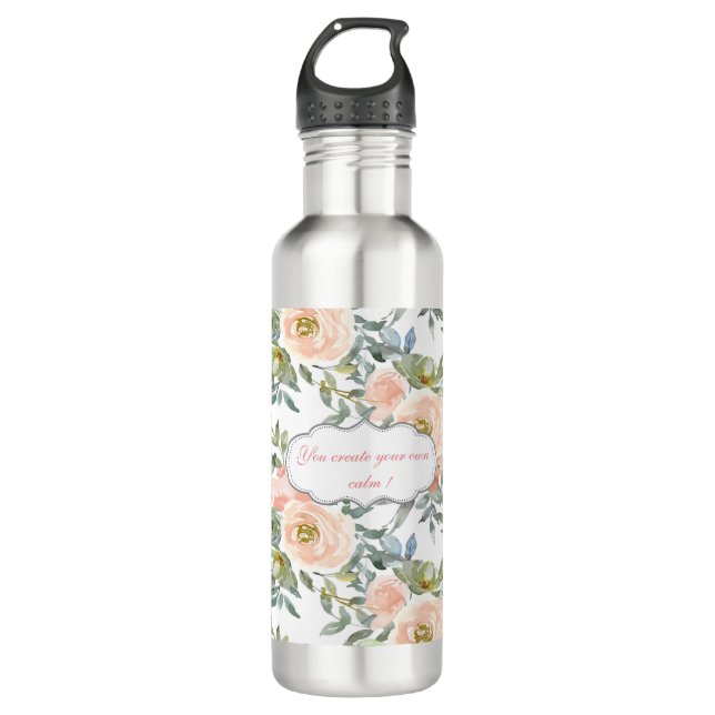 Botella De Agua Rosas elegantes de moda,Mensaje motivacional (Anverso)