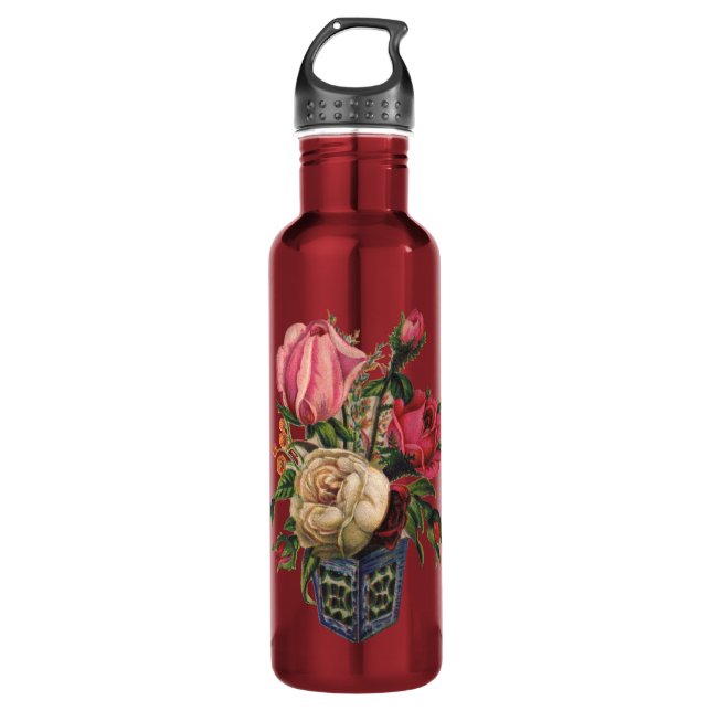 Botella De Agua Rosas Flor Victoriana florida ramo de rosa (Anverso)