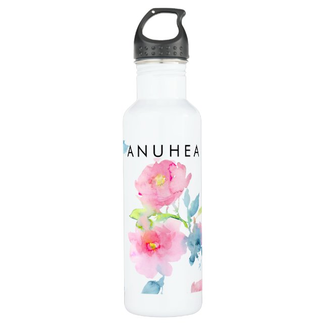 Botella De Agua Rosas Floral/acuarela/Jardín de PixDezines (Anverso)