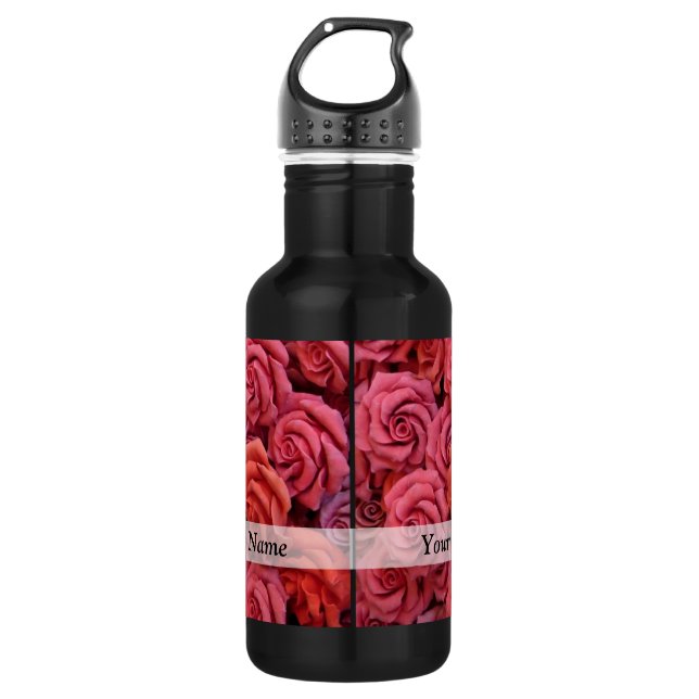 Botella De Agua Rosas florales rosas (Anverso)