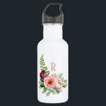 Botella De Agua Rosas Rústicos y Fern con Monograma<br><div class="desc">Bonito y femenina,  llevar esta botella de agua ecológica con estilo con rosas de inspiración rústica y un diseño floral de helecho personalizado con el monograma deseado. Es un regalo maravilloso para amigos,  familiares,  compañeros de trabajo y más.</div>