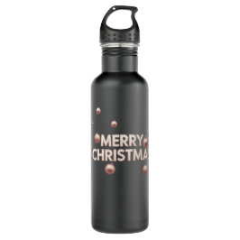 Botella De Agua Rose Gold Merry Christmas - Holiday Design