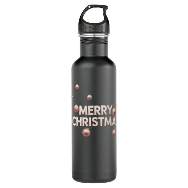 Botella De Agua Rose Gold Merry Christmas - Holiday Design (Anverso)