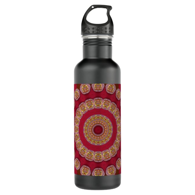 Botella De Agua Rosette dorado rojo amarillo Mandala (Anverso)