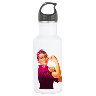 Botella De Agua Rosie The Riveter - Rosa Cáncer