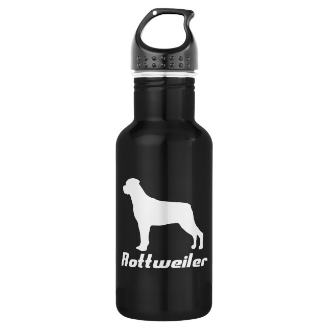 Botella De Agua Rottweiler negro (Anverso)