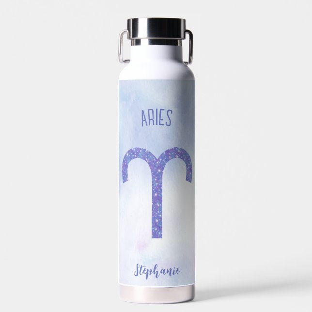Botella De Agua Rótulo Astrológico Cute Aries Personalizado (Delantero)