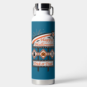 Botella De Agua Rótulo de Halloween retro vintage - Truco o trato
