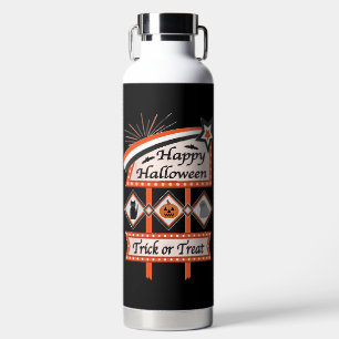 Botella De Agua Rótulo de Halloween retro vintage - Truco o trato