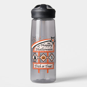 Botella De Agua Rótulo de Halloween retro vintage - Truco o trato