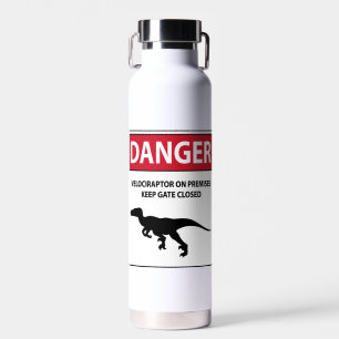 Botella De Agua Rótulo de peligro (Raptors)