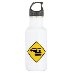 Botella De Agua Rótulo del helicóptero de precaución