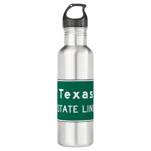 Botella De Agua Rótulo Estatal de Línea de Carretera de Texas (Anverso)