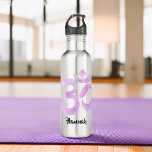 Botella De Agua Rótulo Lavender Watercolor Ohm<br><div class="desc">Corona floral de Rótulo Blue Watercolor Azul personalizada Ohm.</div>