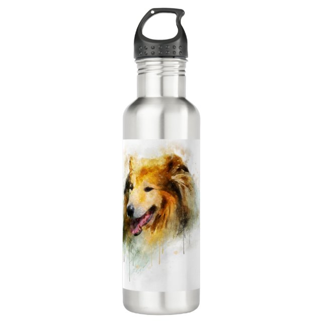 Botella De Agua Rough Collie / Collie de pelo largo (Anverso)