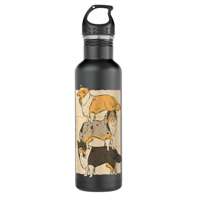 Botella De Agua Rough Collie Dogs (Anverso)