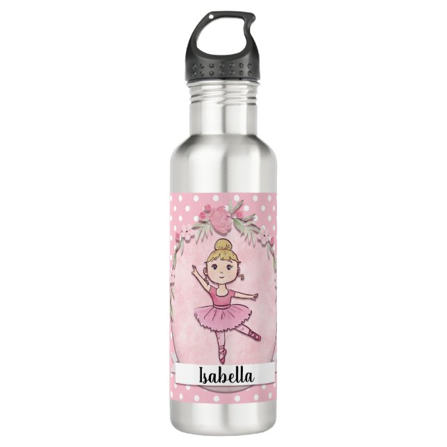Botella de agua rubia Ballerina personalizada (Anverso)