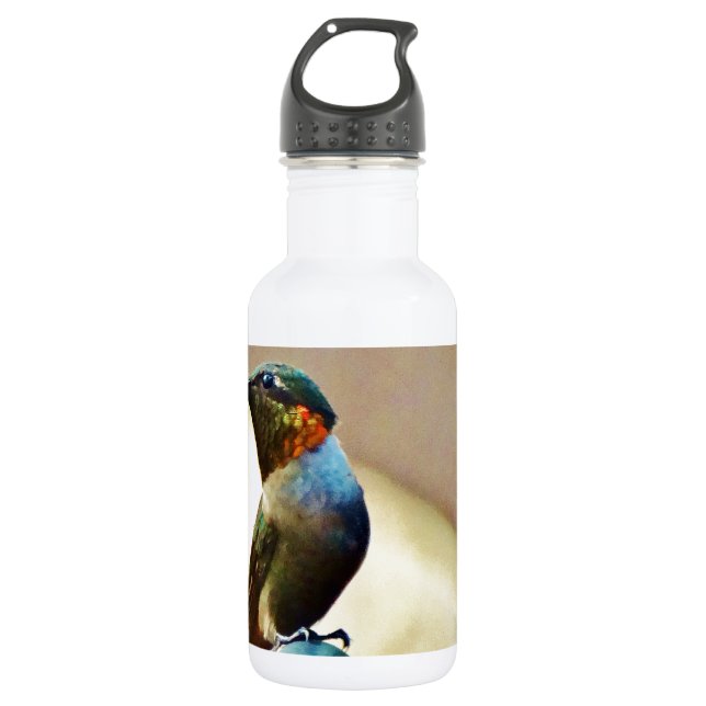 Botella De Agua Ruby encaramado y colibrí verde (Anverso)