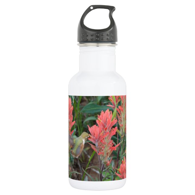 Botella De Agua Ruby in Red Flowers Hummingbird (Anverso)