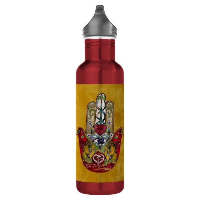 Botella De Agua Ruby Pomegranate Heart Red Bird Hamsa (Derecha)