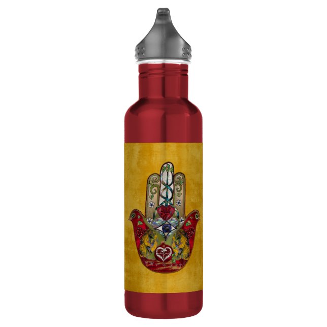 Botella De Agua Ruby Pomegranate Heart Red Bird Hamsa (Derecha)