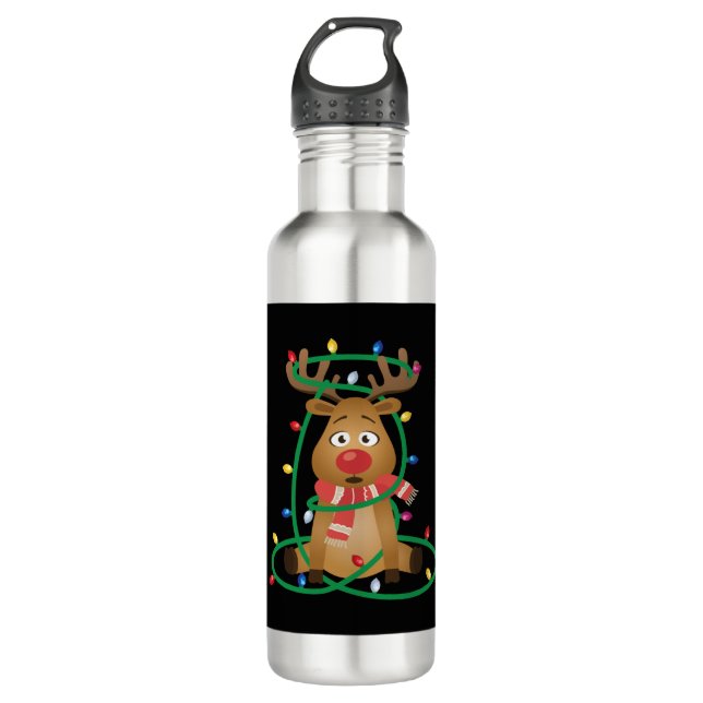 Botella De Agua Rudolph con luces Navidades (Anverso)