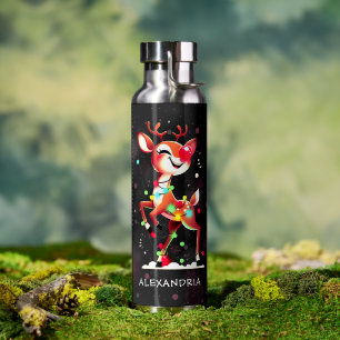 Botella De Agua Rudolph La Navidad de Reno Rojo