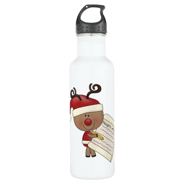 Botella De Agua Rudy Reindeer Naughty o Nic (Anverso)