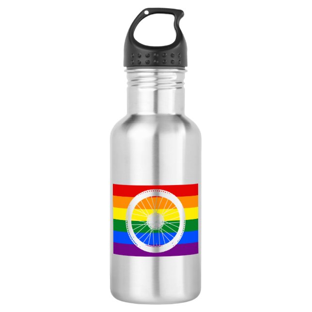 Botella De Agua Rueda de ciclismo de orgullo (Anverso)