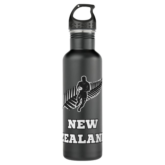 Botella De Agua Rugby Hoodie de Nueva Zelandia (Anverso)