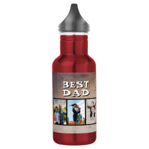 Botella De Agua Rustic Mejor Papá Día del Padre 6 Foto