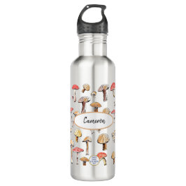 Botella De Agua Rustic Wild Mushroom Hand-Illustrated Personalizad