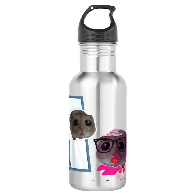 Botella De Agua Sad Mouse Meme Funny Hamster (Anverso)