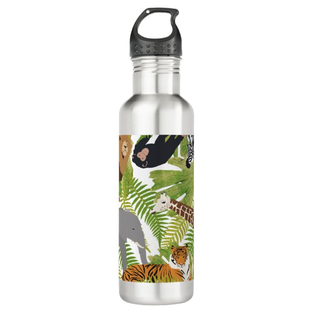 Botella De Agua Safari Boy, animales de la jungla | CHICA (Anverso)