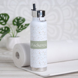 Botella De Agua Sage Acuarela Flor Silvestre Nombre Personalizado