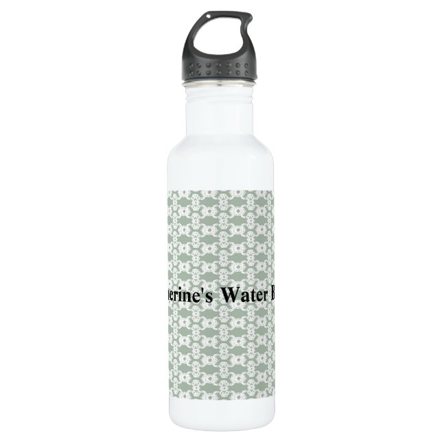 Botella De Agua Sage Green Damask (Anverso)